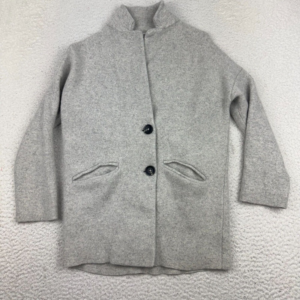 Madewell 100% Merino Wool Cardigan Sweater Womens XS Button Front‎ Heather Gray